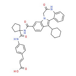 ChemSpider 2D Image | (2E)-3-(4-{[(1-{[(13-Cyclohexyl-6-oxo-6,7-dihydro-5H-indolo[1,2-d][1,4]benzodiazepin-10-yl)carbonyl]amino}cyclopentyl)carbonyl]amino}phenyl)acrylic acid | C38H38N4O5