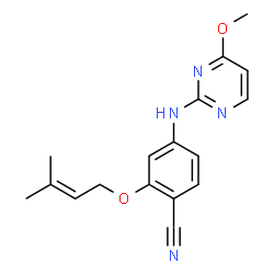 ChemSpider 2D Image | 4-[(4-Methoxy-2-pyrimidinyl)amino]-2-[(3-methyl-2-buten-1-yl)oxy]benzonitrile | C17H18N4O2