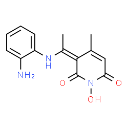 ChemSpider 2D Image | (3Z)-3-{1-[(2-Aminophenyl)amino]ethylidene}-1-hydroxy-4-methyl-2,6(1H,3H)-pyridinedione | C14H15N3O3