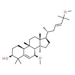 ChemSpider 2D Image | (1S,4S,7S,9beta,23E)-7,25-Dimethoxy-9,10,14-trimethyl-4,9-cyclo-9,10-secocholesta-5,23-dien-1-ol | C32H54O3