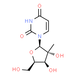 ChemSpider 2D Image | 1-(2-C-Methyl-beta-D-xylofuranosyl)-2,4(1H,3H)-pyrimidinedione | C10H14N2O6