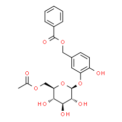 ChemSpider 2D Image | 3-[(6-O-Acetyl-beta-D-glucopyranosyl)oxy]-4-hydroxybenzyl benzoate | C22H24O10