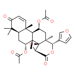 ChemSpider 2D Image | (4aR,6R,6aS,6bR,7aS,10S,10aS,12R,12aR,12bS)-10-(3-Furyl)-4,4,6a,10a,12b-pentamethyl-3,8-dioxo-3,4,4a,5,6,6a,7a,8,10,10a,11,12,12a,12b-tetradecahydronaphtho[2,1-f]oxireno[d]isochromene-6,12-diyl diacet
ate | C30H36O9
