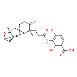 ChemSpider 2D Image | 3-({3-[(1S,5S,6R,7S,9S,10S)-5,9-Dimethyl-4-oxo-8-oxatetracyclo[7.2.1.1~7,10~.0~1,6~]tridec-5-yl]propanoyl}amino)-2,4-dihydroxybenzoic acid | C24H29NO7