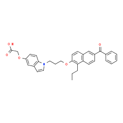 ChemSpider 2D Image | [(1-{3-[(6-Benzoyl-1-propyl-2-naphthyl)oxy]propyl}-1H-indol-5-yl)oxy]acetic acid | C33H31NO5