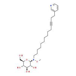 ChemSpider 2D Image | N-Methoxy-N-[14-(3-pyridinyl)-11-tetradecyn-1-yl]-beta-D-glucopyranosylamine | C26H42N2O6