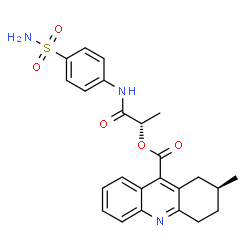 ChemSpider 2D Image | (2S)-1-Oxo-1-[(4-sulfamoylphenyl)amino]-2-propanyl (2S)-2-methyl-1,2,3,4-tetrahydro-9-acridinecarboxylate | C24H25N3O5S