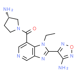 ChemSpider 2D Image | [2-(4-Amino-1,2,5-oxadiazol-3-yl)-1-ethyl-1H-imidazo[4,5-c]pyridin-7-yl][(3S)-3-amino-1-pyrrolidinyl]methanone | C15H18N8O2