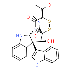 ChemSpider 2D Image | (1S,2S,3R,11R,14S)-2-Hydroxy-14-[(1R)-1-hydroxyethyl]-3-(1H-indol-3-yl)-18-methyl-15,16-dithia-10,12,18-triazapentacyclo[12.2.2.0~1,12~.0~3,11~.0~4,9~]octadeca-4,6,8-triene-13,17-dione | C24H22N4O4S2