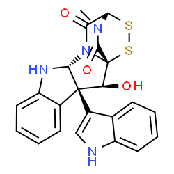 ChemSpider 2D Image | (1S,2S,3R,11R,14S)-2-Hydroxy-3-(1H-indol-3-yl)-18-methyl-15,16-dithia-10,12,18-triazapentacyclo[12.2.2.0~1,12~.0~3,11~.0~4,9~]octadeca-4,6,8-triene-13,17-dione | C22H18N4O3S2