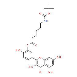 ChemSpider 2D Image | 2-hydroxy-5-(3,5,7-trihydroxy-4-oxo-4H-chromen-2-yl)phenyl 6-[(tert-butoxycarbonyl)amino]hexanoate | C26H29NO10