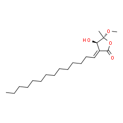 ChemSpider 2D Image | (3E,4R,5R)-4-Hydroxy-5-methoxy-5-methyl-3-tetradecylidenedihydro-2(3H)-furanone | C20H36O4