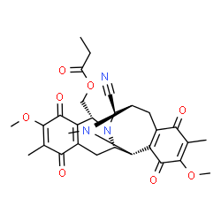 ChemSpider 2D Image | [(1R,2S,10R,12R,13S)-12-Cyano-7,18-dimethoxy-6,17,21-trimethyl-5,8,16,19-tetraoxo-11,21-diazapentacyclo[11.7.1.0~2,11~.0~4,9~.0~15,20~]henicosa-4(9),6,15(20),17-tetraen-10-yl]methyl propionate | C29H31N3O8