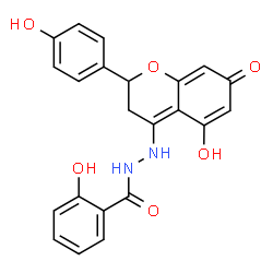 ChemSpider 2D Image | 2-Hydroxy-N'-[5-hydroxy-2-(4-hydroxyphenyl)-7-oxo-3,7-dihydro-2H-chromen-4-yl]benzohydrazide | C22H18N2O6