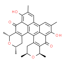ChemSpider 2D Image | (8R,10S,13S,15R)-1,6-dihydroxy-2,5,8,10,13,15-hexamethyl-8,10,11,12,13,15-hexahydro-7H,16H-phenanthro[10,1-fg:9,8-f'g']diisochromene-7,16-dione | C32H30O6