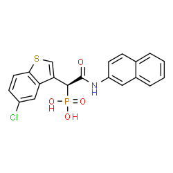 ChemSpider 2D Image | [(1S)-1-(5-CHLORO-1-BENZOTHIEN-3-YL)-2-(2-NAPHTHYLAMINO)-2-OXOETHYL]PHOSPHONIC ACID | C20H15ClNO4PS