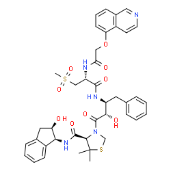 ChemSpider 2D Image | (4r)-N-[(1s,2r)-2-Hydroxy-2,3-Dihydro-1h-Inden-1-Yl]-3-[(2s,3s)-2-Hydroxy-3-({n-[(Isoquinolin-5-Yloxy)acetyl]-3-(Methylsulfonyl)-L-Alanyl}amino)-4-Phenylbutanoyl]-5,5-Dimethyl-1,3-Thiazolidine-4-Carboxamide | C40H45N5O9S2