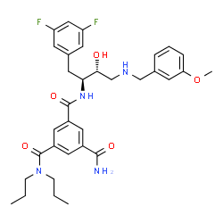 ChemSpider 2D Image | N~3~-{(1s,2r)-1-(3,5-Difluorobenzyl)-2-Hydroxy-3-[(3-Methoxybenzyl)amino]propyl}-N~1~,N~1~-Dipropylbenzene-1,3,5-Tricarboxamide | C33H40F2N4O5
