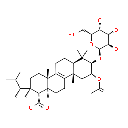 ChemSpider 2D Image | (1R,2R,4aS,6aR,8R,9R,10aS,12aS)-9-Acetoxy-8-(alpha-D-galactopyranosyloxy)-2,4a,7,7,10a,12a-hexamethyl-2-[(2R)-3-methyl-2-butanyl]-1,2,3,4,4a,5,6,6a,7,8,9,10,10a,11,12,12a-hexadecahydro-1-chrysenecarbo
xylic acid | C38H62O10