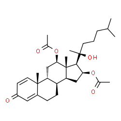 ChemSpider 2D Image | (8alpha,9beta,12beta,16beta)-20-Hydroxy-3-oxocholesta-1,4-diene-12,16-diyl diacetate | C31H46O6