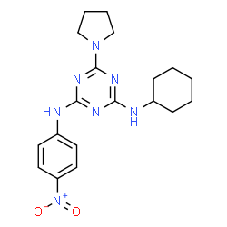 ChemSpider 2D Image | N-Cyclohexyl-N'-(4-nitrophenyl)-6-(1-pyrrolidinyl)-1,3,5-triazine-2,4-diamine | C19H25N7O2