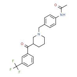 ChemSpider 2D Image | N-[4-({3-[3-(Trifluoromethyl)benzoyl]-1-piperidinyl}methyl)phenyl]acetamide | C22H23F3N2O2