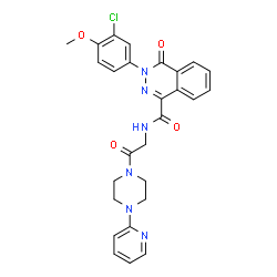 ChemSpider 2D Image | 3-(3-Chloro-4-methoxyphenyl)-4-oxo-N-{2-oxo-2-[4-(2-pyridinyl)-1-piperazinyl]ethyl}-3,4-dihydro-1-phthalazinecarboxamide | C27H25ClN6O4