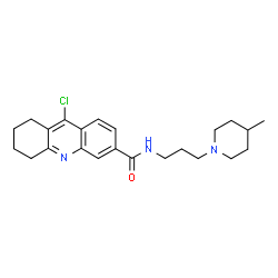 ChemSpider 2D Image | 9-Chloro-N-[3-(4-methyl-1-piperidinyl)propyl]-5,6,7,8-tetrahydro-3-acridinecarboxamide | C23H30ClN3O