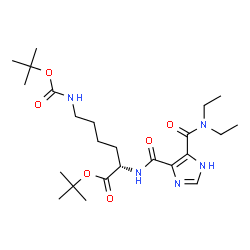 ChemSpider 2D Image | 2-Methyl-2-propanyl N~2~-{[5-(diethylcarbamoyl)-1H-imidazol-4-yl]carbonyl}-N~6~-{[(2-methyl-2-propanyl)oxy]carbonyl}-L-lysinate | C24H41N5O6
