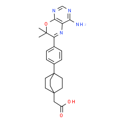 ChemSpider 2D Image | [4-(4-{4-amino-7,7-dimethylpyrimido[4,5-b][1,4]oxazin-6-yl}phenyl)bicyclo[2.2.2]octan-1-yl]acetic acid | C24H28N4O3