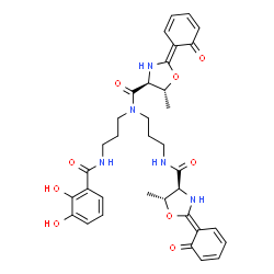 ChemSpider 2D Image | (2Z,4S,5R)-N-{3-[(2,3-Dihydroxybenzoyl)amino]propyl}-5-methyl-N-[3-({[(2Z,4S,5R)-5-methyl-2-(6-oxo-2,4-cyclohexadien-1-ylidene)-1,3-oxazolidin-4-yl]carbonyl}amino)propyl]-2-(6-oxo-2,4-cyclohexadien-1-
ylidene)-1,3-oxazolidine-4-carboxamide | C35H39N5O9