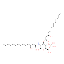 ChemSpider 2D Image | 2-Deoxy-3-O-[(3R)-3-hydroxytetradecanoyl]-2-{[(3R)-3-hydroxytetradecanoyl]amino}-4-O-phosphono-beta-D-glucopyranose | C34H66NO12P