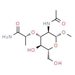 ChemSpider 2D Image | Methyl 2-acetamido-3-O-[(2R)-1-amino-1-oxo-2-propanyl]-2-deoxy-beta-D-glucopyranoside | C12H22N2O7