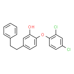 ChemSpider 2D Image | 2-(2,4-Dichlorophenoxy)-5-(2-phenylethyl)phenol | C20H16Cl2O2