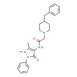 ChemSpider 2D Image | 2-(4-Benzyl-1-piperidinyl)-N-(1,5-dimethyl-3-oxo-2-phenyl-2,3-dihydro-1H-pyrazol-4-yl)acetamide | C25H30N4O2