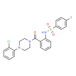 ChemSpider 2D Image | N-(2-{[4-(2-Chlorophenyl)-1-piperazinyl]carbonyl}phenyl)-4-fluorobenzenesulfonamide | C23H21ClFN3O3S