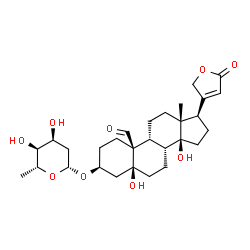 ChemSpider 2D Image | (3beta,5beta,9beta)-3-[(2,6-Dideoxy-beta-D-ribo-hexopyranosyl)oxy]-5,14-dihydroxy-19-oxocard-20(22)-enolide | C29H42O9