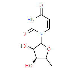 ChemSpider 2D Image | 1-[(4xi)-5-Deoxy-D-threo-pentofuranosyl]-2,4(1H,3H)-pyrimidinedione | C9H12N2O5
