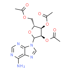 ChemSpider 2D Image | 9-(2,3,5-Tri-O-acetyl-D-ribofuranosyl)-9H-purin-6-amine | C16H19N5O7