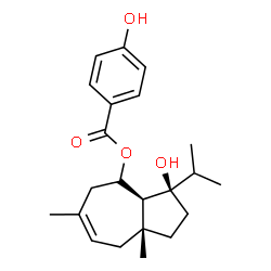 ChemSpider 2D Image | (3R,3aS,8aR)-3-Hydroxy-3-isopropyl-6,8a-dimethyl-1,2,3,3a,4,5,8,8a-octahydro-4-azulenyl 4-hydroxybenzoate | C22H30O4