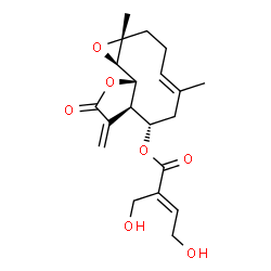 ChemSpider 2D Image | (1aR,4E,7S,7aR,10aS,10bR)-1a,5-Dimethyl-8-methylene-9-oxo-1a,2,3,6,7,7a,8,9,10a,10b-decahydrooxireno[9,10]cyclodeca[1,2-b]furan-7-yl (2E)-4-hydroxy-2-(hydroxymethyl)-2-butenoate | C20H26O7