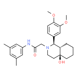 ChemSpider 2D Image | 2-[(1R,4aS,8aS)-1-(3,4-Dimethoxyphenyl)-4a-hydroxyoctahydro-2(1H)-isoquinolinyl]-N-(3,5-dimethylphenyl)acetamide | C27H36N2O4
