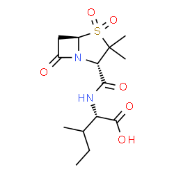 ChemSpider 2D Image | N-{[(2S,5R)-3,3-Dimethyl-4,4-dioxido-7-oxo-4-thia-1-azabicyclo[3.2.0]hept-2-yl]carbonyl}-L-isoleucine | C14H22N2O6S