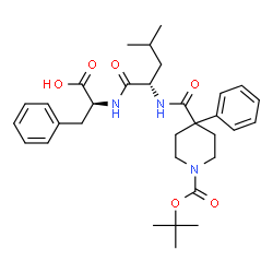 ChemSpider 2D Image | N-[(1-{[(2-Methyl-2-propanyl)oxy]carbonyl}-4-phenyl-4-piperidinyl)carbonyl]-L-leucyl-L-phenylalanine | C32H43N3O6
