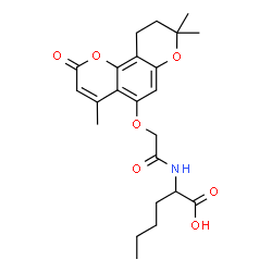 ChemSpider 2D Image | N-{[(4,8,8-Trimethyl-2-oxo-9,10-dihydro-2H,8H-pyrano[2,3-f]chromen-5-yl)oxy]acetyl}norleucine | C23H29NO7