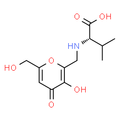 ChemSpider 2D Image | N-{[3-Hydroxy-6-(hydroxymethyl)-4-oxo-4H-pyran-2-yl]methyl}-L-valine | C12H17NO6