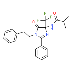 ChemSpider 2D Image | 2-Methyl-N-[5-oxo-2-phenyl-1-(2-phenylethyl)-4-(trifluoromethyl)-4,5-dihydro-1H-imidazol-4-yl]propanamide | C22H22F3N3O2