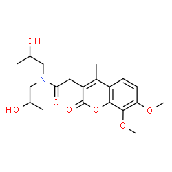ChemSpider 2D Image | 2-(7,8-Dimethoxy-4-methyl-2-oxo-2H-chromen-3-yl)-N,N-bis(2-hydroxypropyl)acetamide | C20H27NO7