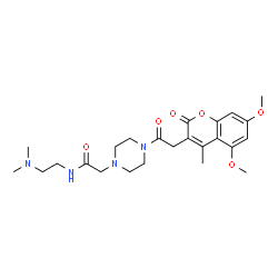 ChemSpider 2D Image | 2-{4-[(5,7-Dimethoxy-4-methyl-2-oxo-2H-chromen-3-yl)acetyl]-1-piperazinyl}-N-[2-(dimethylamino)ethyl]acetamide | C24H34N4O6