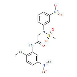 ChemSpider 2D Image | N-(2-Methoxy-5-nitrophenyl)-N~2~-(methylsulfonyl)-N~2~-(3-nitrophenyl)glycinamide | C16H16N4O8S
